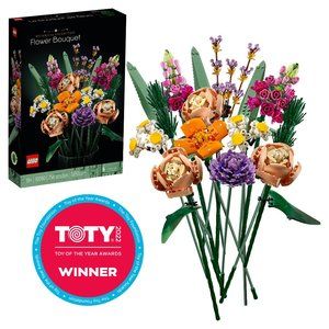 LEGO Icons Flower Bouquet Building Decoration Set - Artificial Flowers with Rose